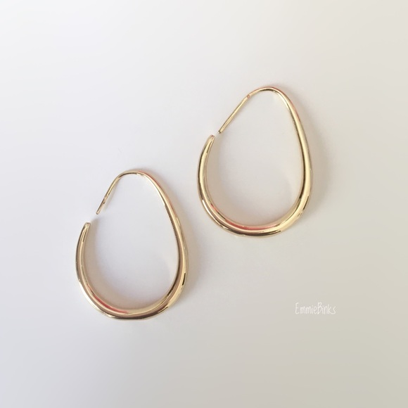 New Anthro Molten Gold Hoop Earrings ~ Silver or Gold Threader Hoops - Picture 8 of 16